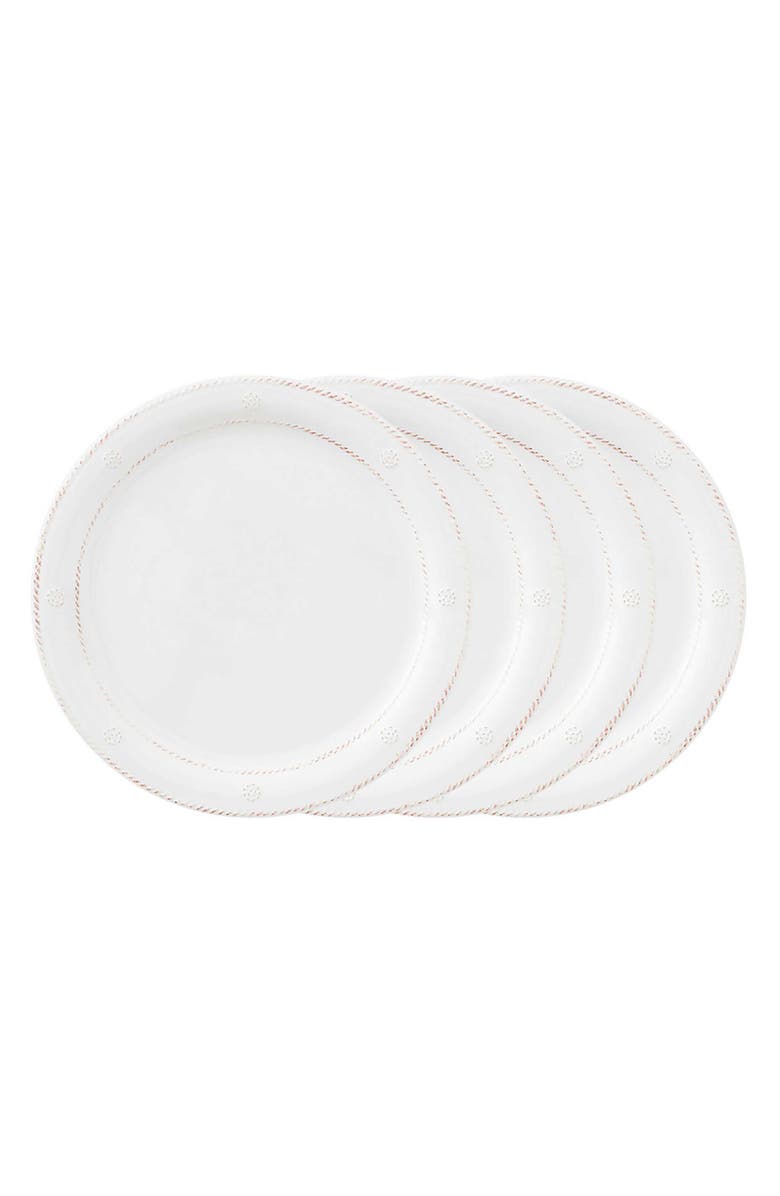 Juliska Berry & Thread Set of 4 Melamine Dinner Plates, Main, color, Whitewash