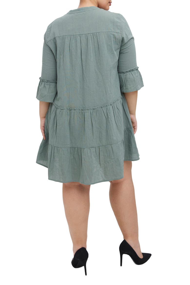 Heli Tiered Long Sleeve Organic Cotton Dress, Alternate, color, LAUREL WREATH