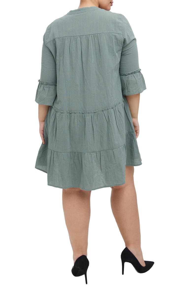 VERO MODA CURVE Heli Tiered Long Sleeve Organic Cotton Dress, Alternate, color,