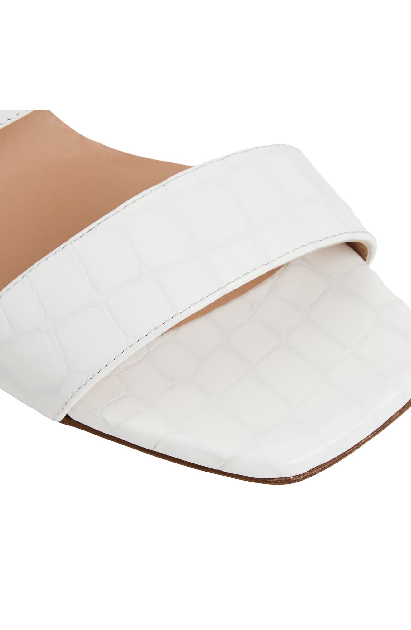 Vezza Embossed Slide Sandal, Alternate, color, BONE PATENT/ CROC