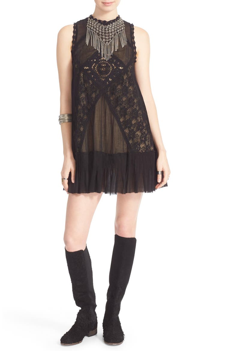 'Angel' Lace Shift Dress, Main, color, BLACK