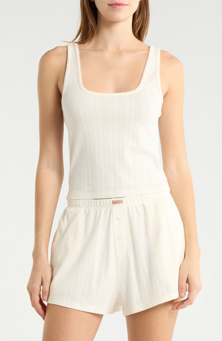 Lunya Pointelle Scoop Neck Sleep Tank, Alternate, color,
