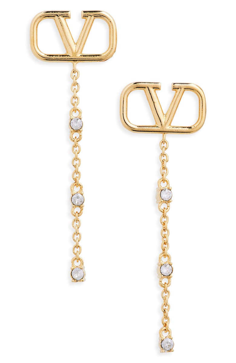 Valentino Garavani Mini VLOGO Crystal Drop Earrings, Main, color,