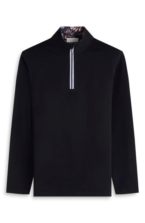 Bugatchi Solid Quarter Zip Pullover In Black