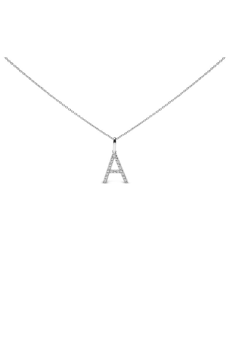 Sterling Silver Diamond Accent "A-Z" Initial Pendant Necklace, Main, color, Sterling Silver |A