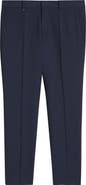 BOSS Genius Slim Fit Tan Microcheck Flat Front Stretch Dress Pants