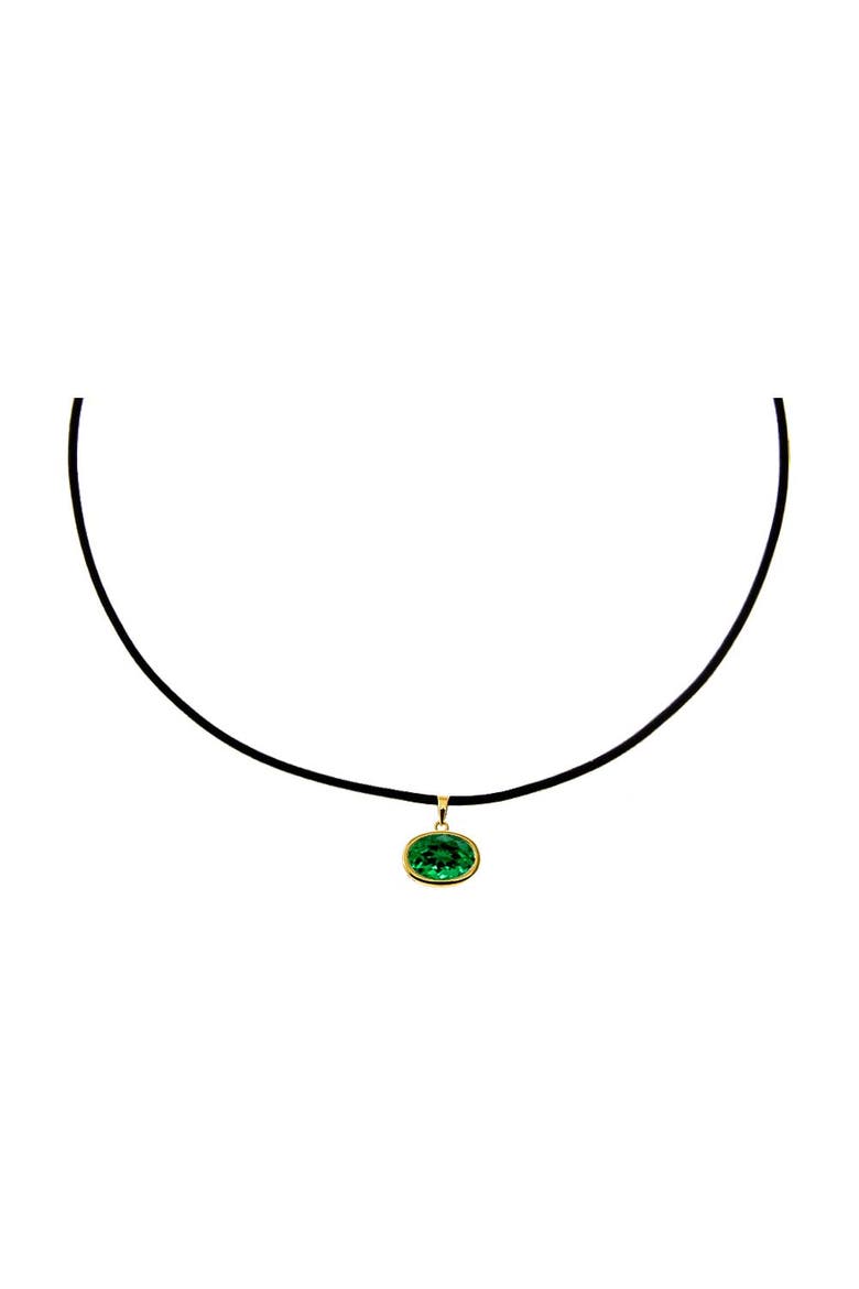 CZ Oval Bezel Charm, Alternate, color, Emerald Green - 12 MM