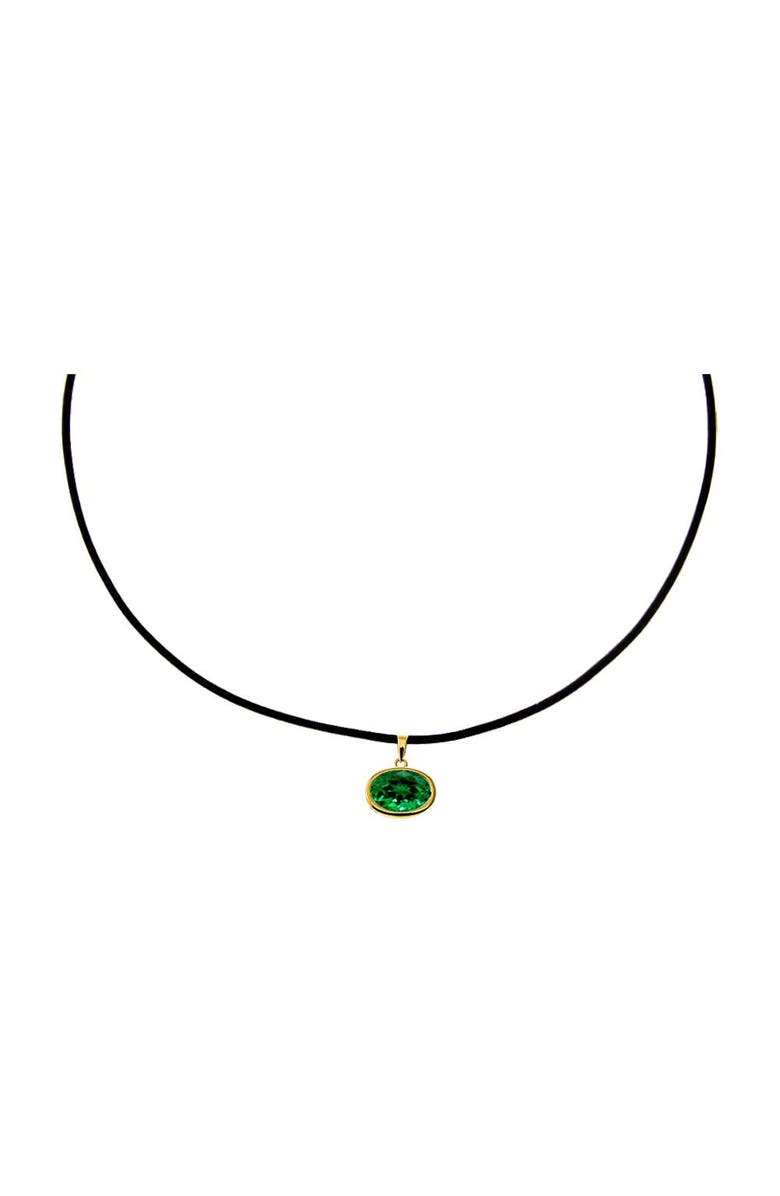 BY ADINA EDEN CZ Oval Bezel Charm, Alternate, color, Emerald Green - 12 Mm