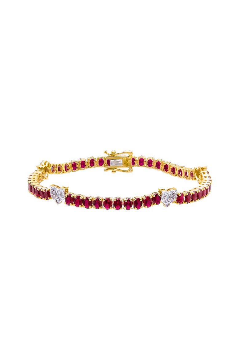 Diamond Pave Accented Ruby Tennis Bracelet 14K, Main, color, Ruby Red