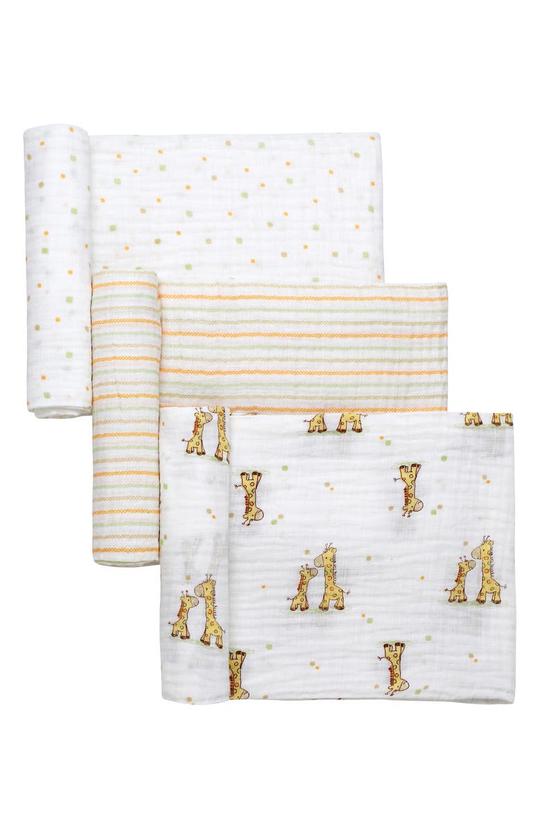 Little Me 3-Pack Cotton Muslin Swaddle Blankets, Alternate, color, White
