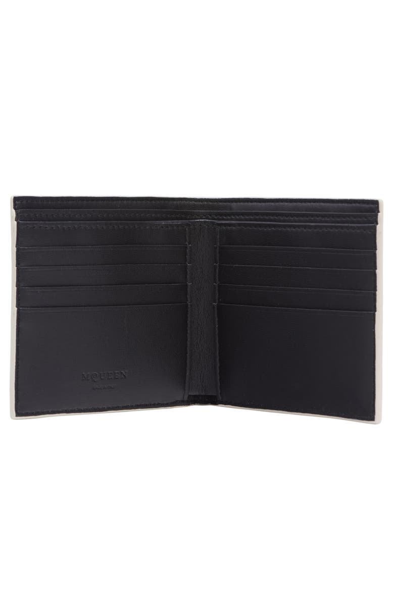 McQueen Logo Leather Bifold Wallet, Alternate, color, Bone/ Black