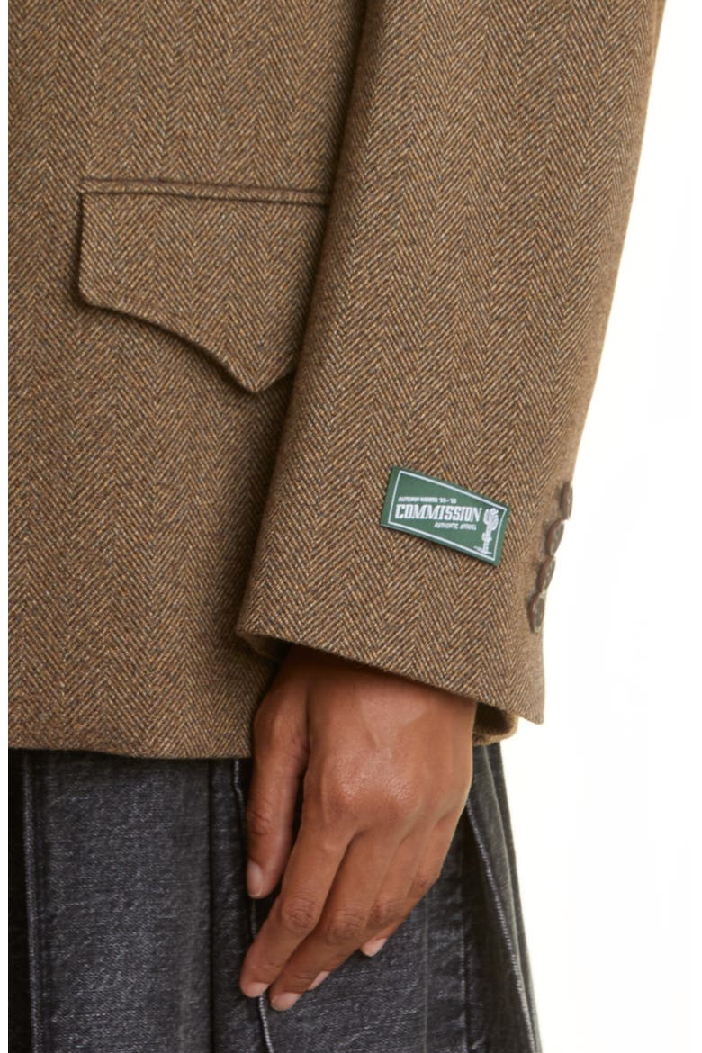 Gender Inclusive Roadhouse Herringbone Oversize Single Breasted Blazer, Alternate, color, BARK