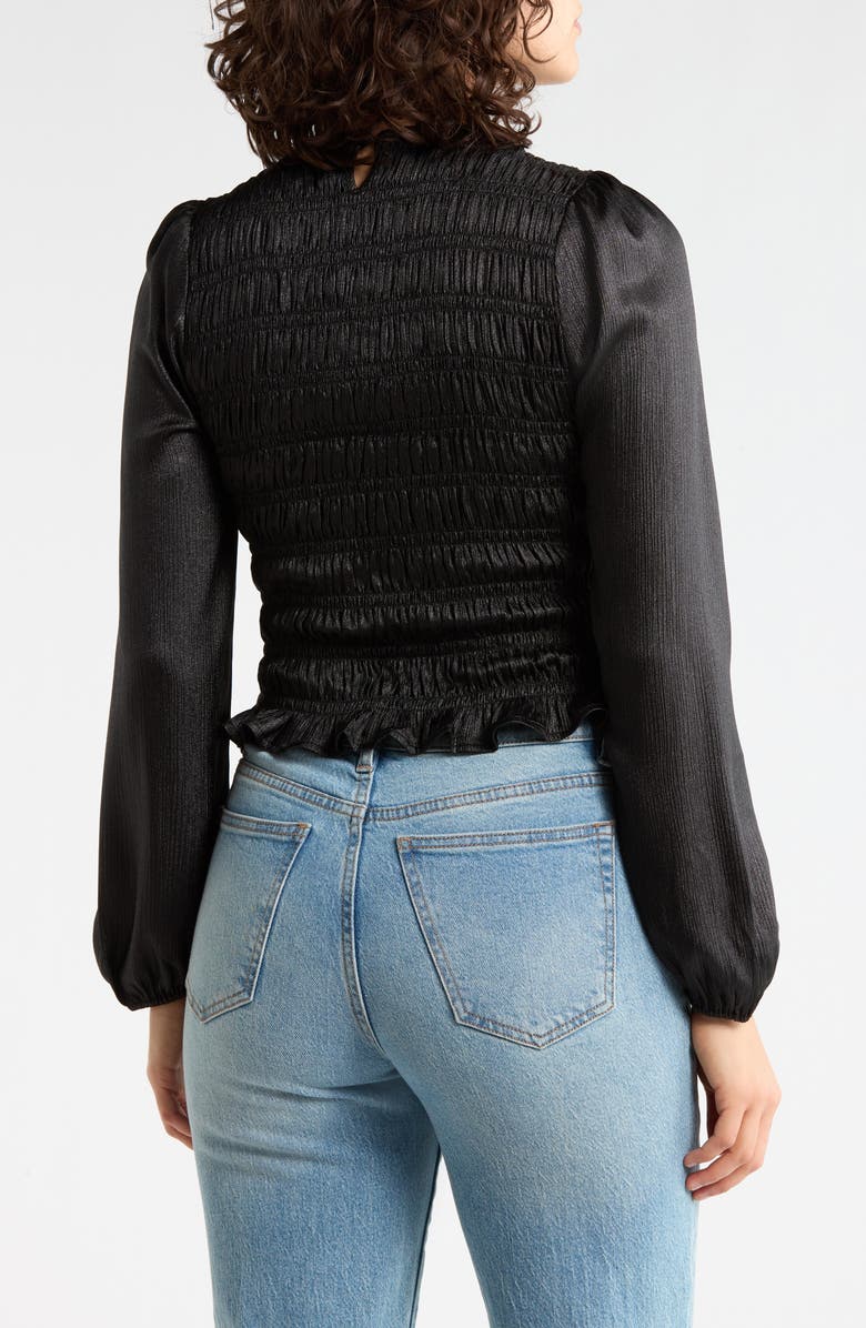 Elodie Smocked Ruffled Top, Alternate, color, Black