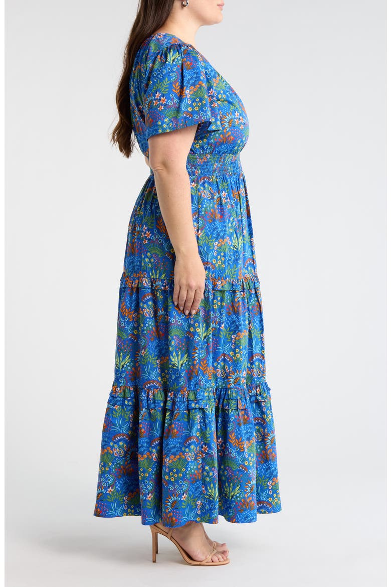 Ruy Floral Palmer Tiered Cotton Maxi Dress, Alternate, color, BLUE