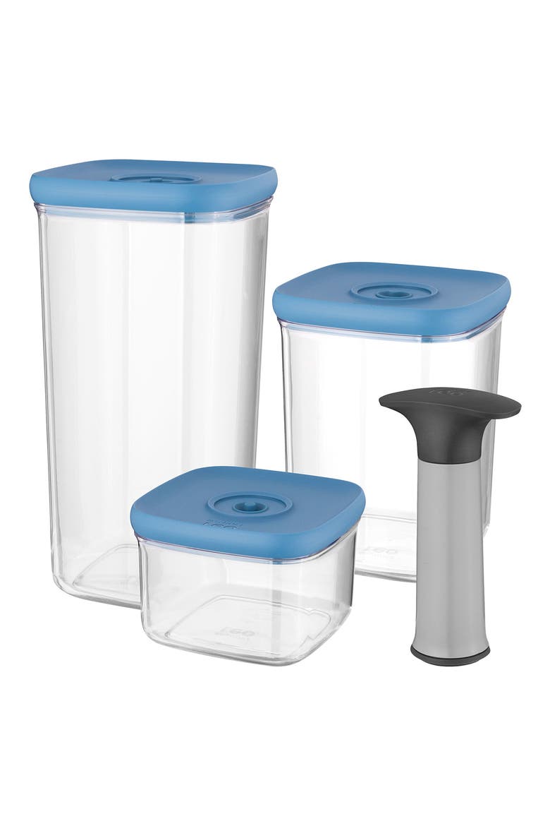 INTERNATIONAL Leo 4-Piece Vacuum Food Containers, Main, color, BLUE