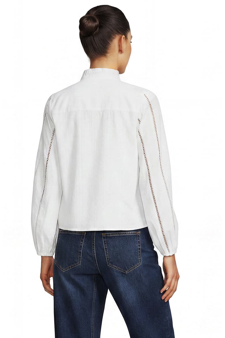 Ruffle Neck Button Front Shirt, Alternate, color, White