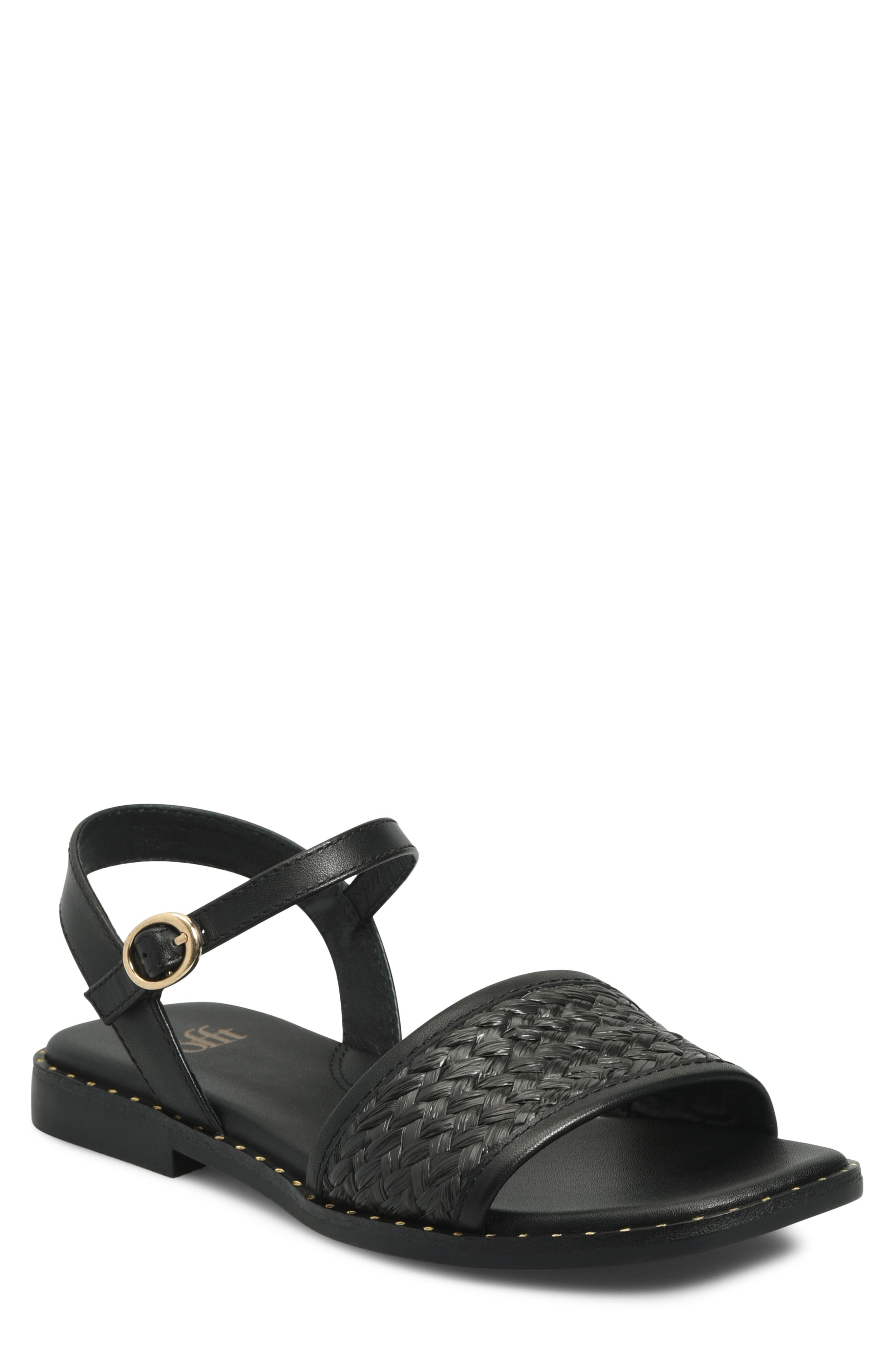 Söfft Elrose Ankle Strap Sandal, Main, color, True Black