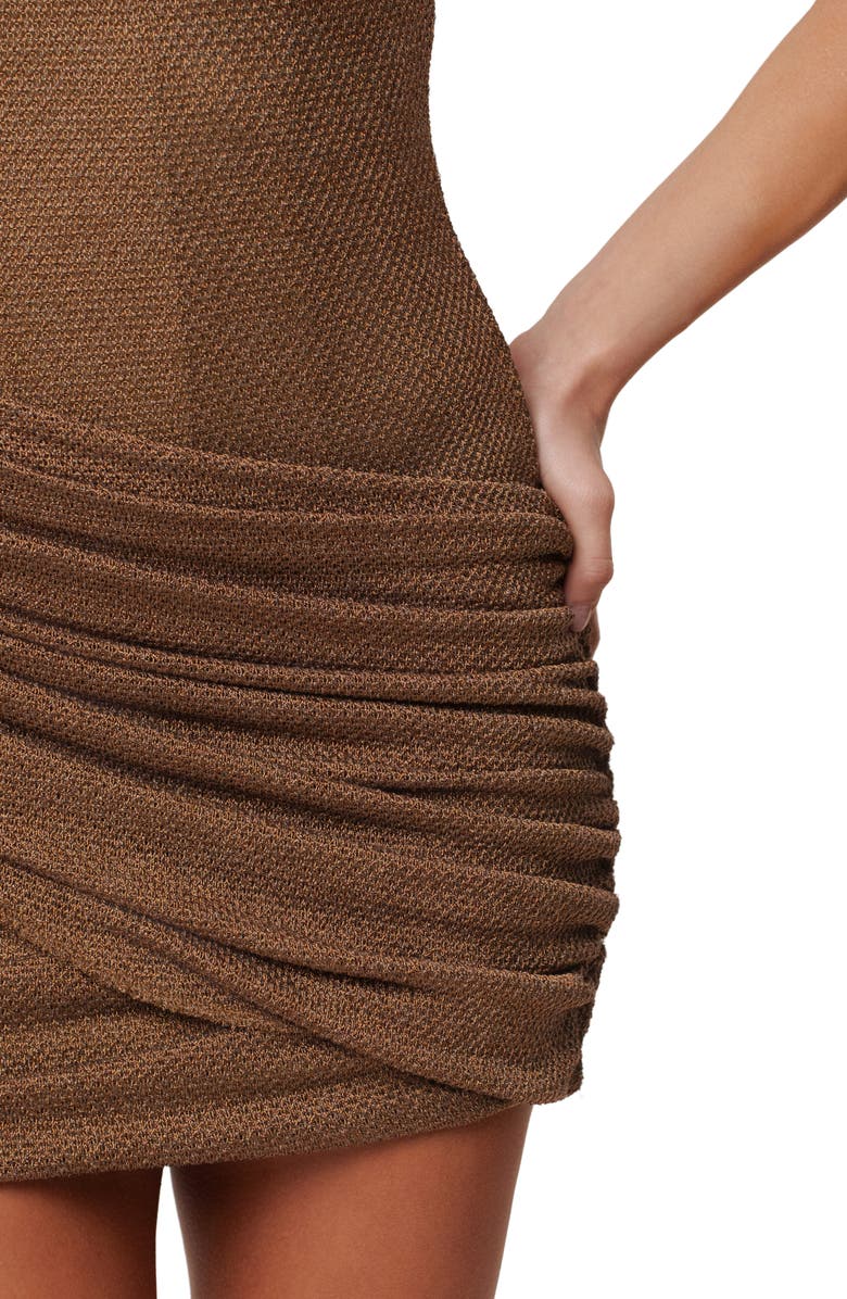 JLUXLABEL After Dark Romance Metallic Ruched Strapless Minidress, Alternate, color, Brown