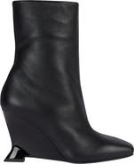 Balmain Wedge smooth leather ankle boots
