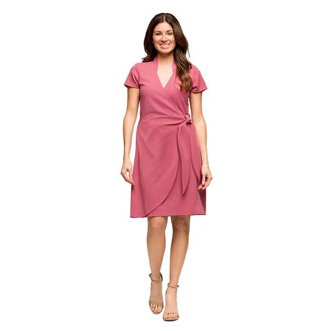 Maternity Mandarin Collar Knee Length Wrap Dress