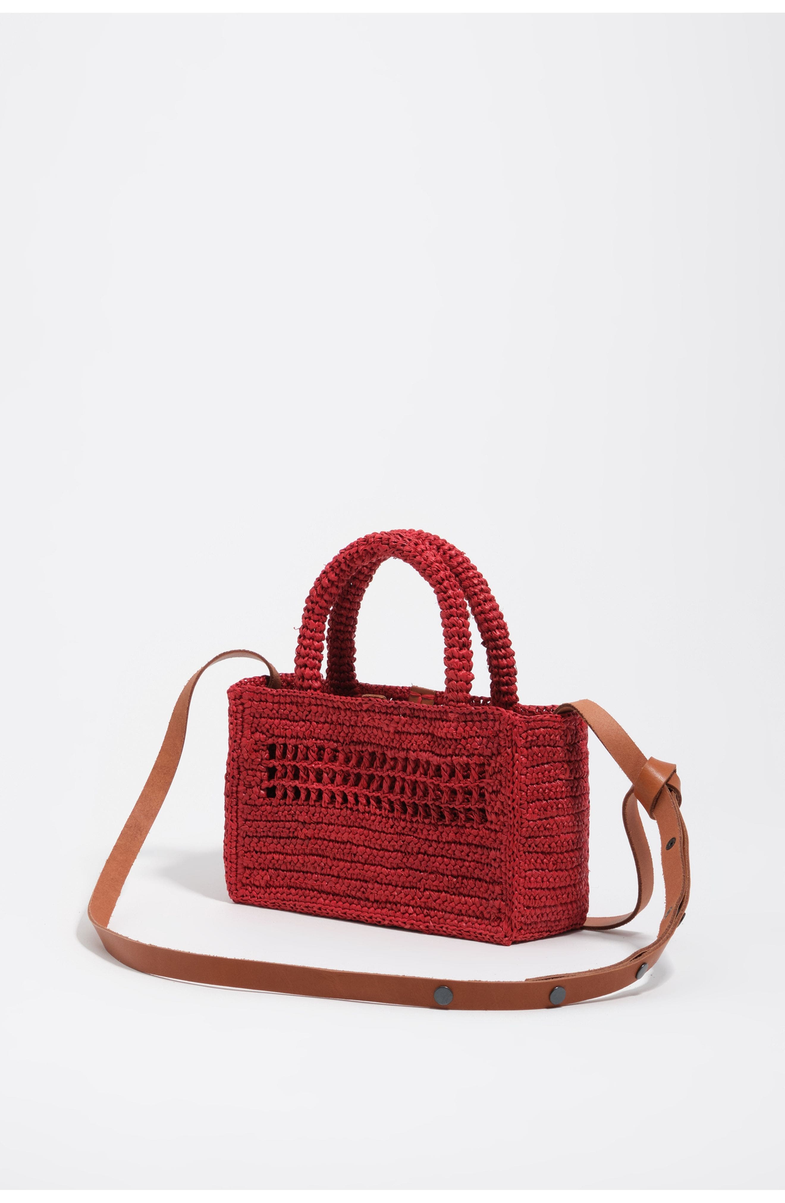 Raffia Mini Bag, Alternate, color, RED