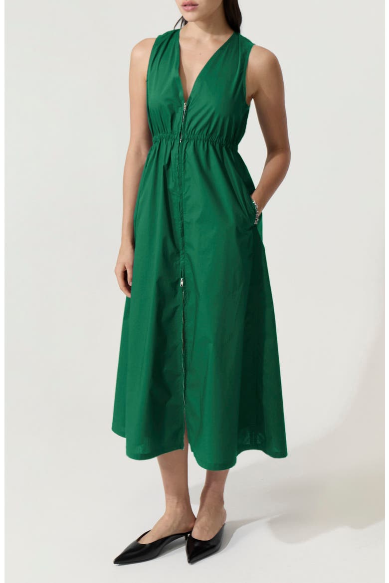 Rubbens Front Zip Sleeveless Maxi Dress, Main, color, GREEN