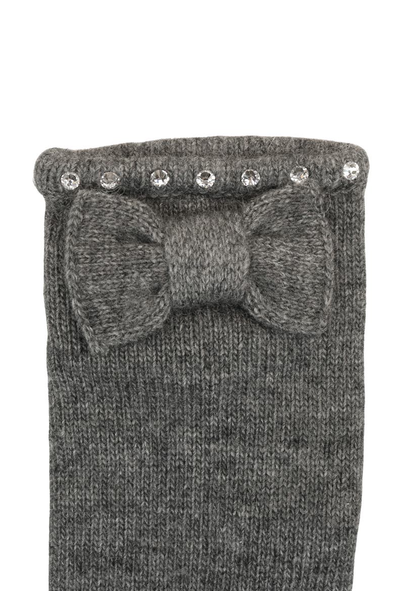 Crystal Bow Knit Gloves, Alternate, color, MEDIUM HEATHER GREY