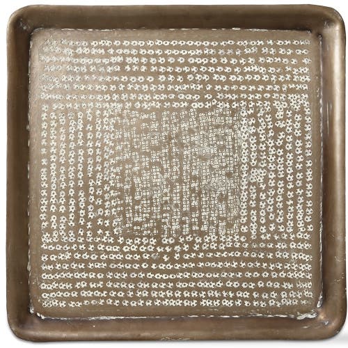 Tag Kali Embossed Square Tray Antique Brass Gold Home Decor In Gold
