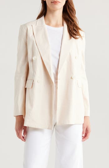 Rag & Bone Emile Double-breasted Linen Blazer In White