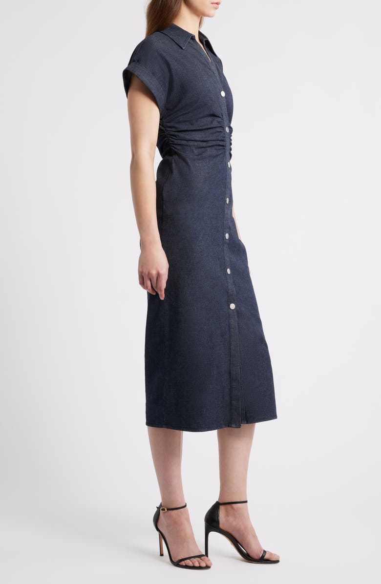 Anne Klein Denim Midi Shirtdress, Alternate, color, Dark Rinse Wash