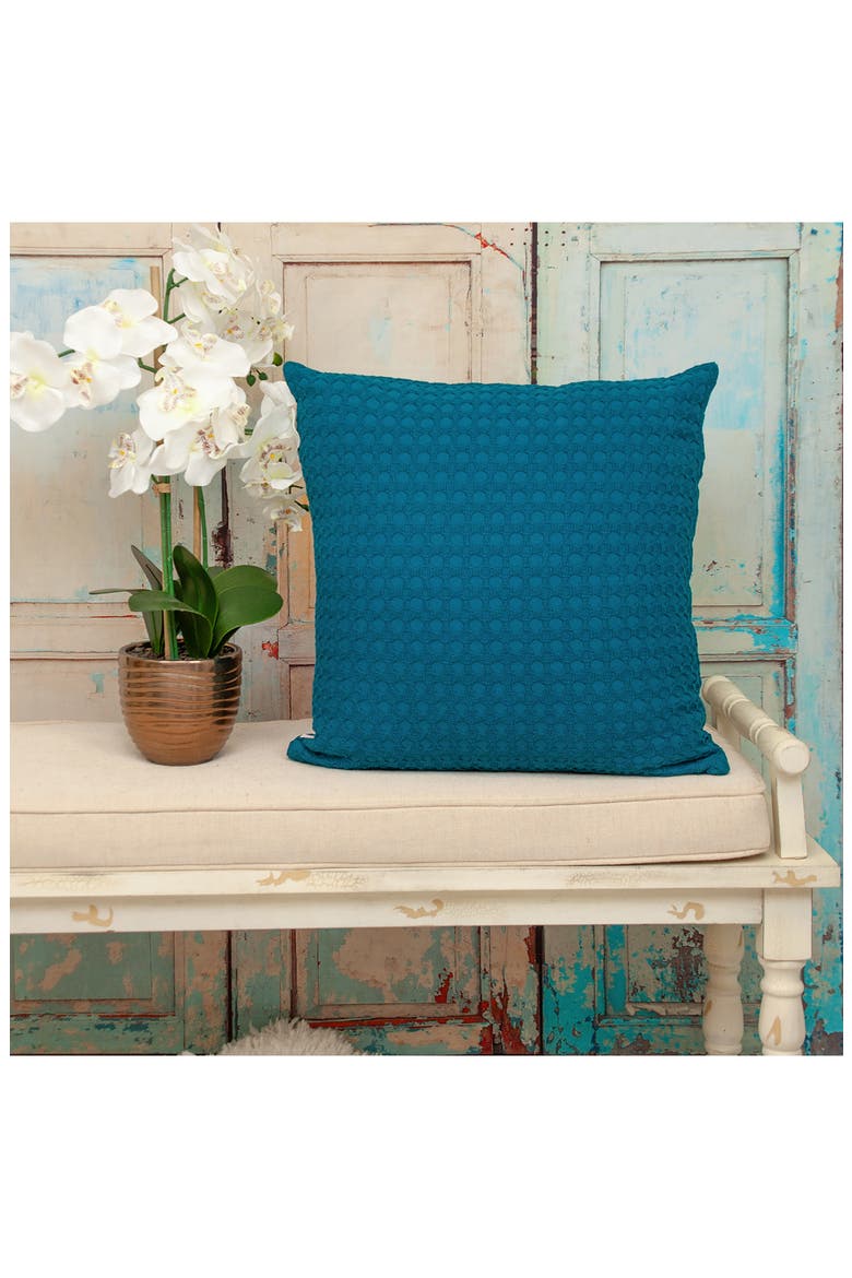Crochet Overlay Throw Pillow, Alternate, color, BLUE