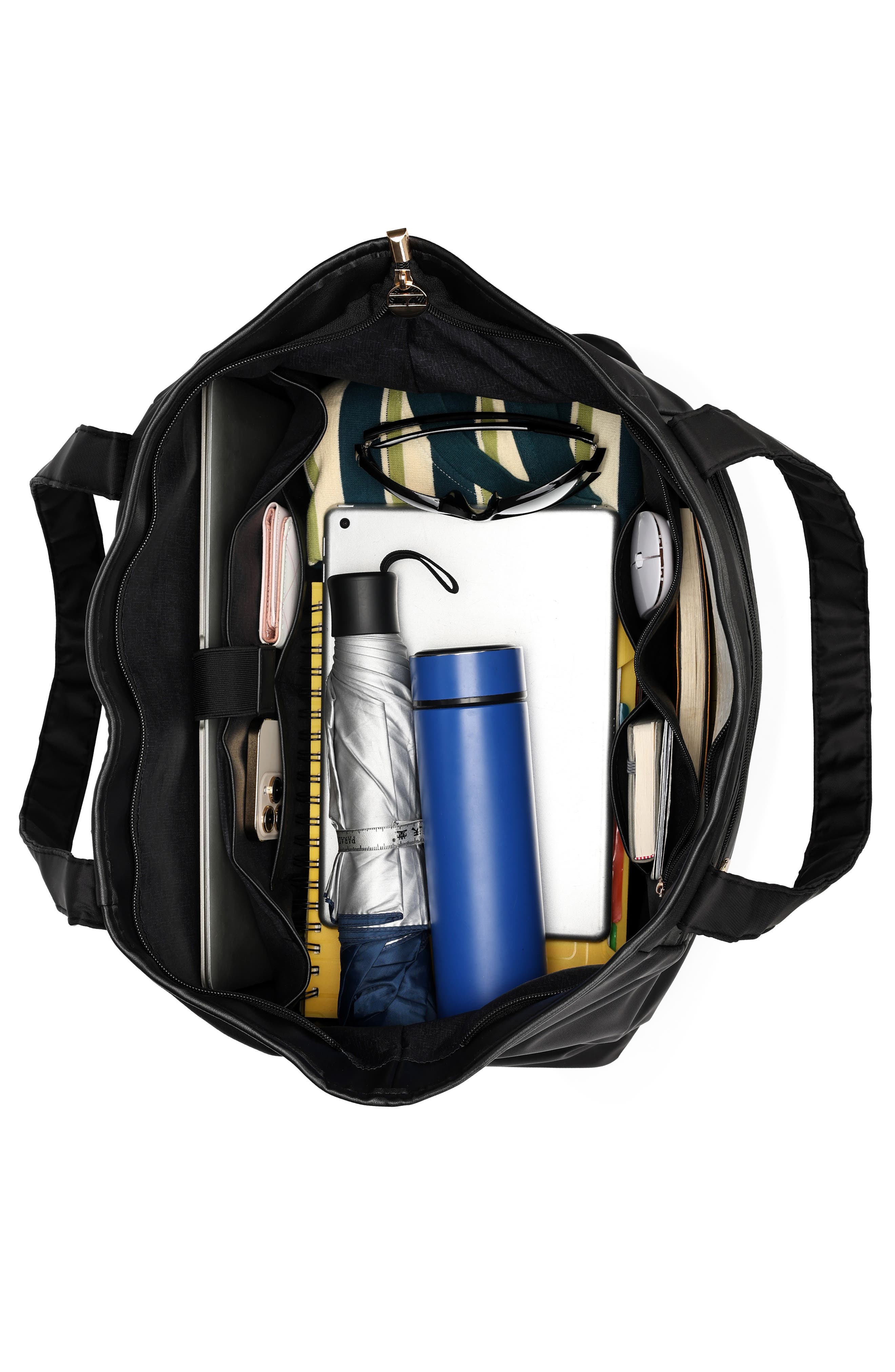 ELLE Rendezvous 38L Twill Weekender Duffel Bag, Alternate, color, Black