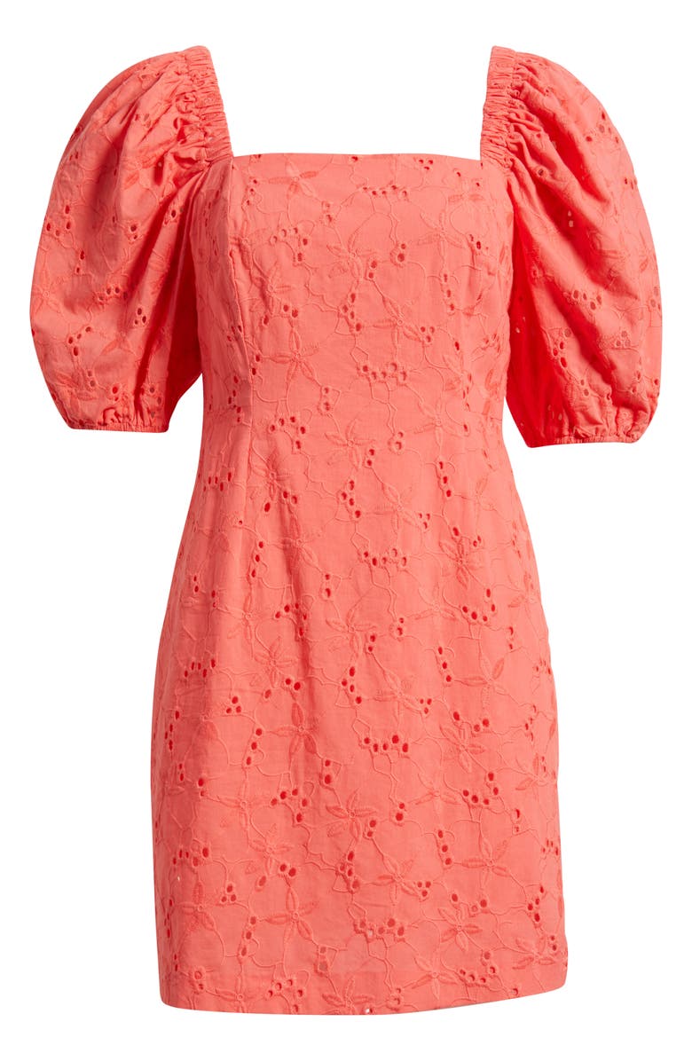 Anne Klein Cotton Eyelet Minidress, Alternate, color, Sea Coral