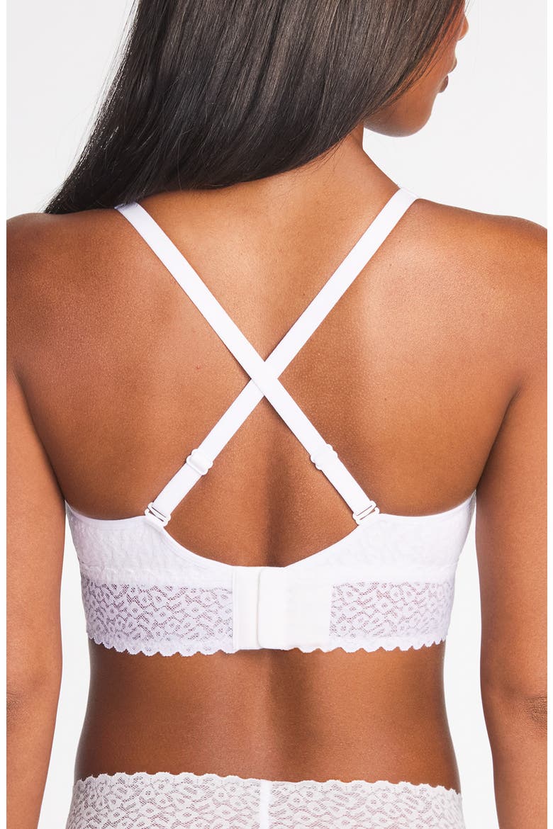 High Bar Lace Trim Bralette, Alternate, color, WHITE