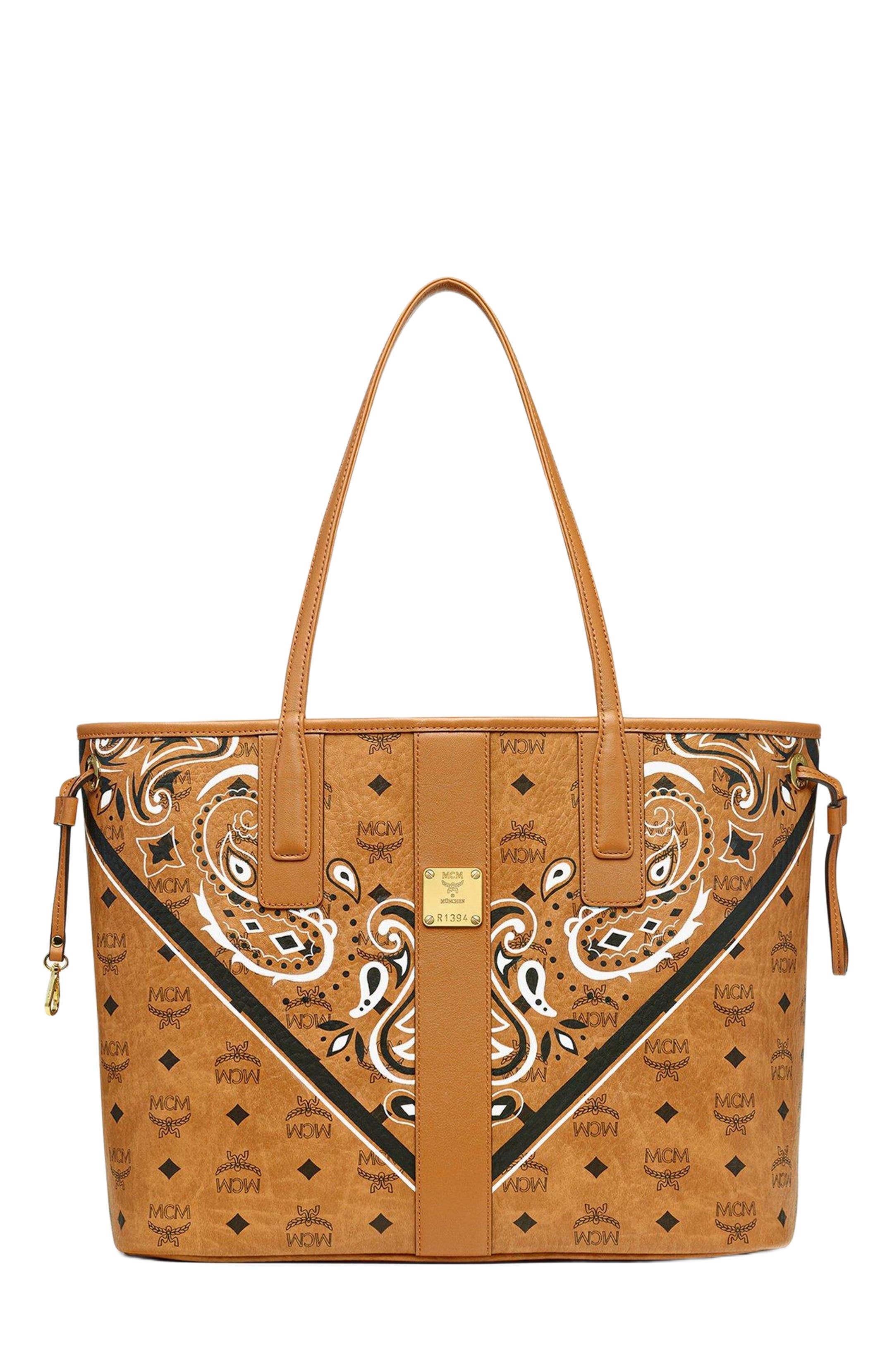 MCM Reversible Liz Shopper in Bandana Visetos, Main, color, 