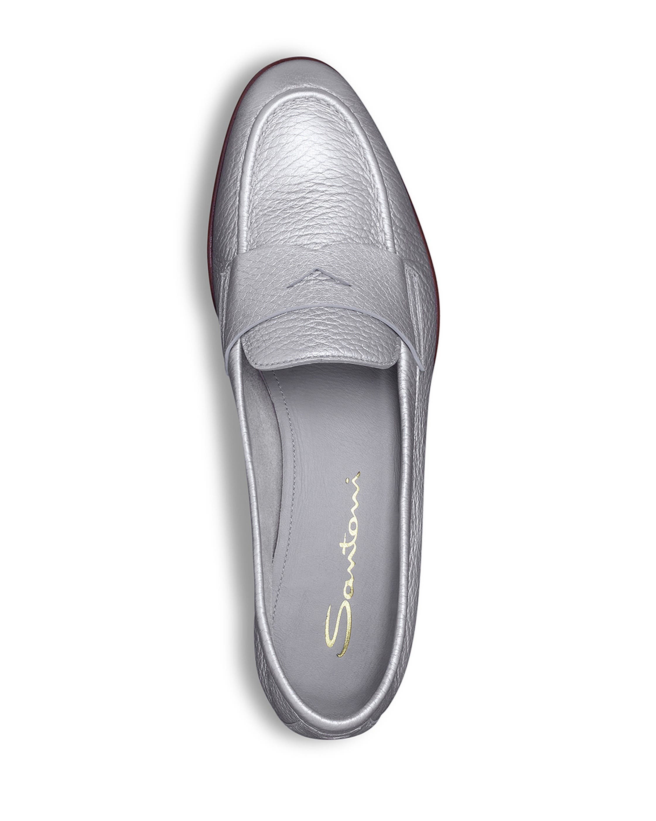 Women's Tumbled Leather Penny Loafer, Alternate, color, Silver