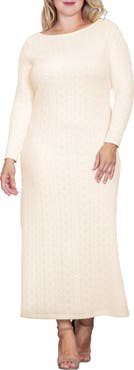 Standards & Practices Geo Jacquard Long Sleeve Maxi Dress