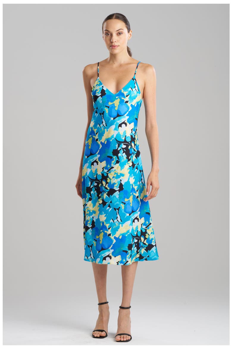 BRIGHT FLORAL Slip Dress, Main, color, BLUE
