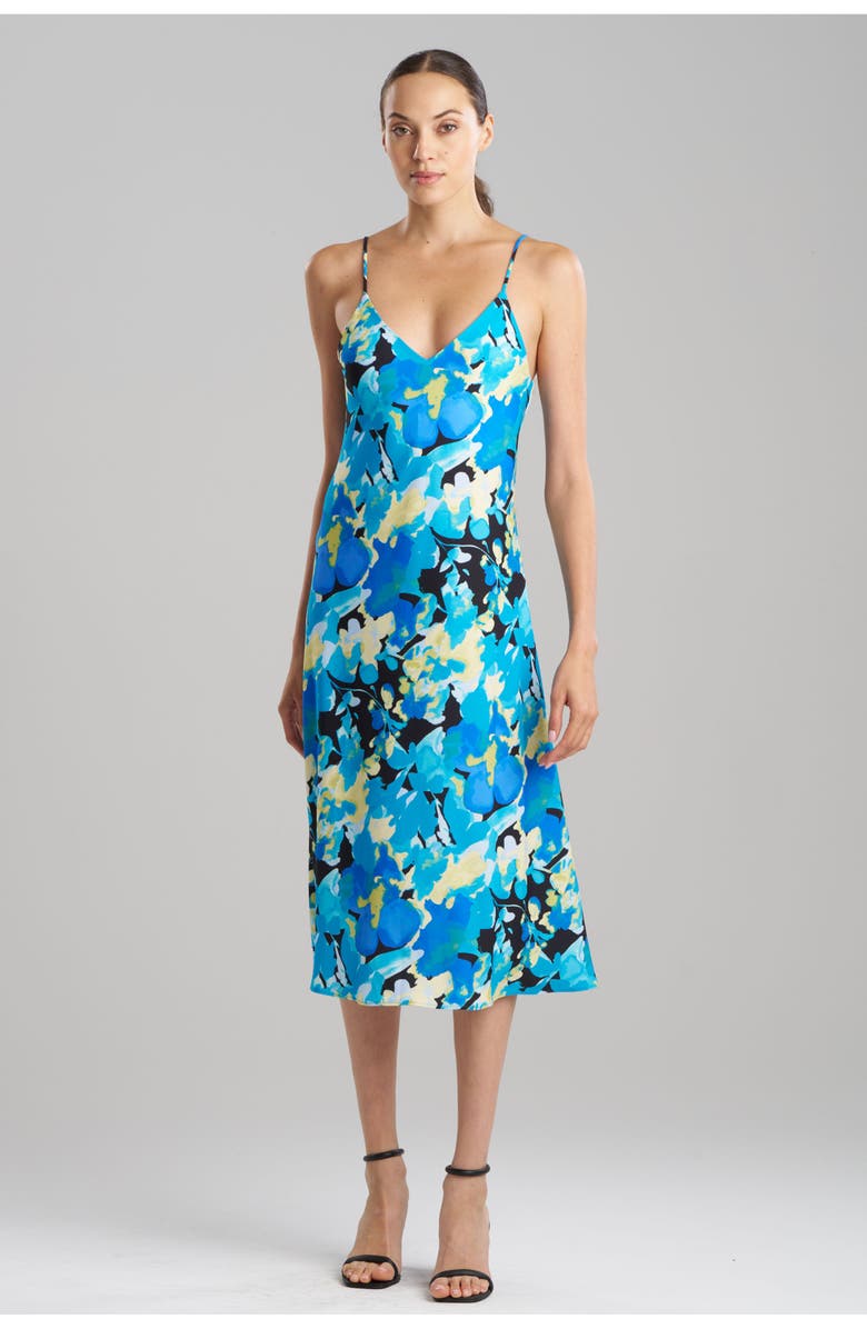 Natori BRIGHT FLORAL Slip Dress, Main, color, Blue