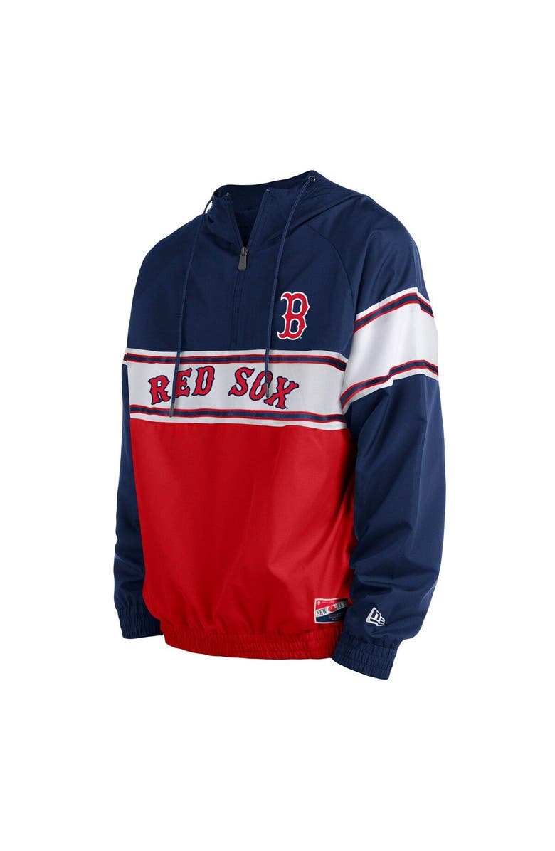New Era Men's New Era Navy Boston Red Sox Ripstop Raglan Quarter-Zip Hoodie, Alternate, color, Navy