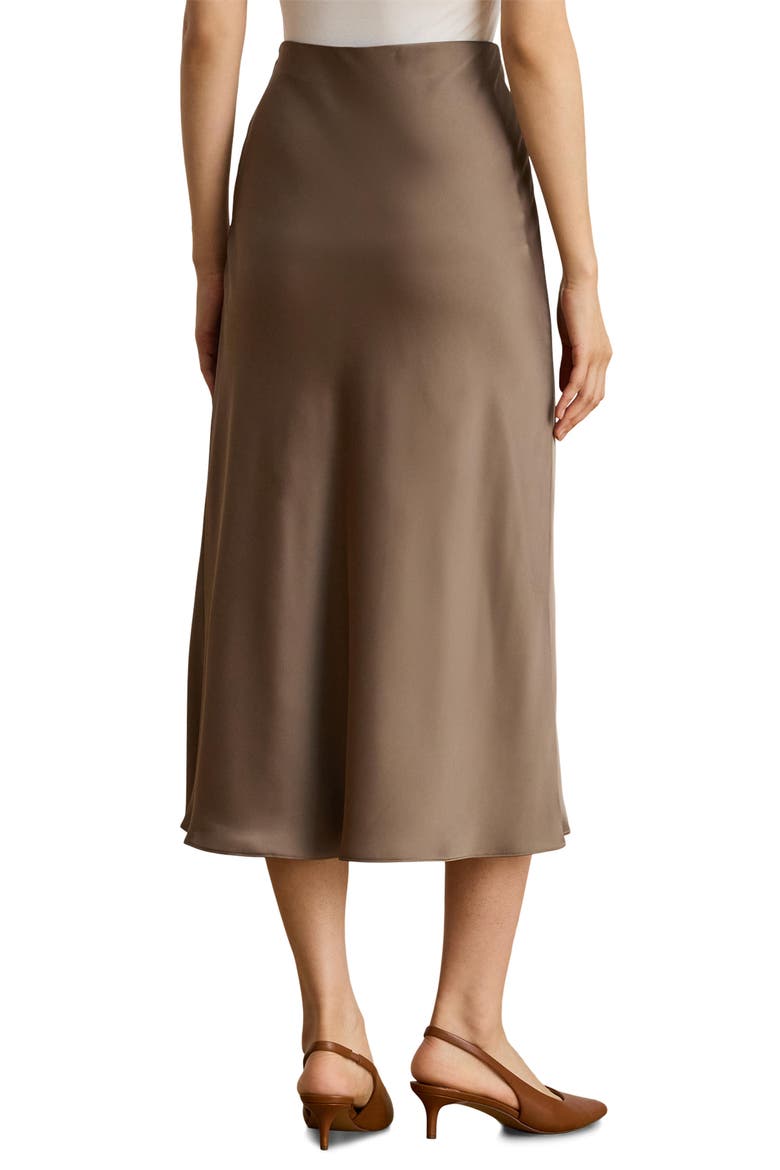 Satin Charmeuse Midi Skirt, Alternate, color, TAUPE BROWN
