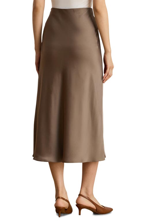 Ralph Lauren Lauren Satin Charmeuse Midi Skirt In Brown