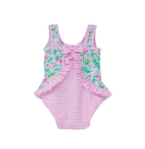 Flap Happy Girl's Upf 50+ Stella Infant Ruffle Swimsuit In Lotus & Lillies