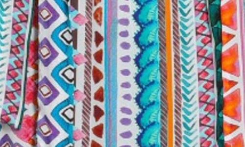 Apny Print Short Sleeve Midi Dress In Turquoise Multi