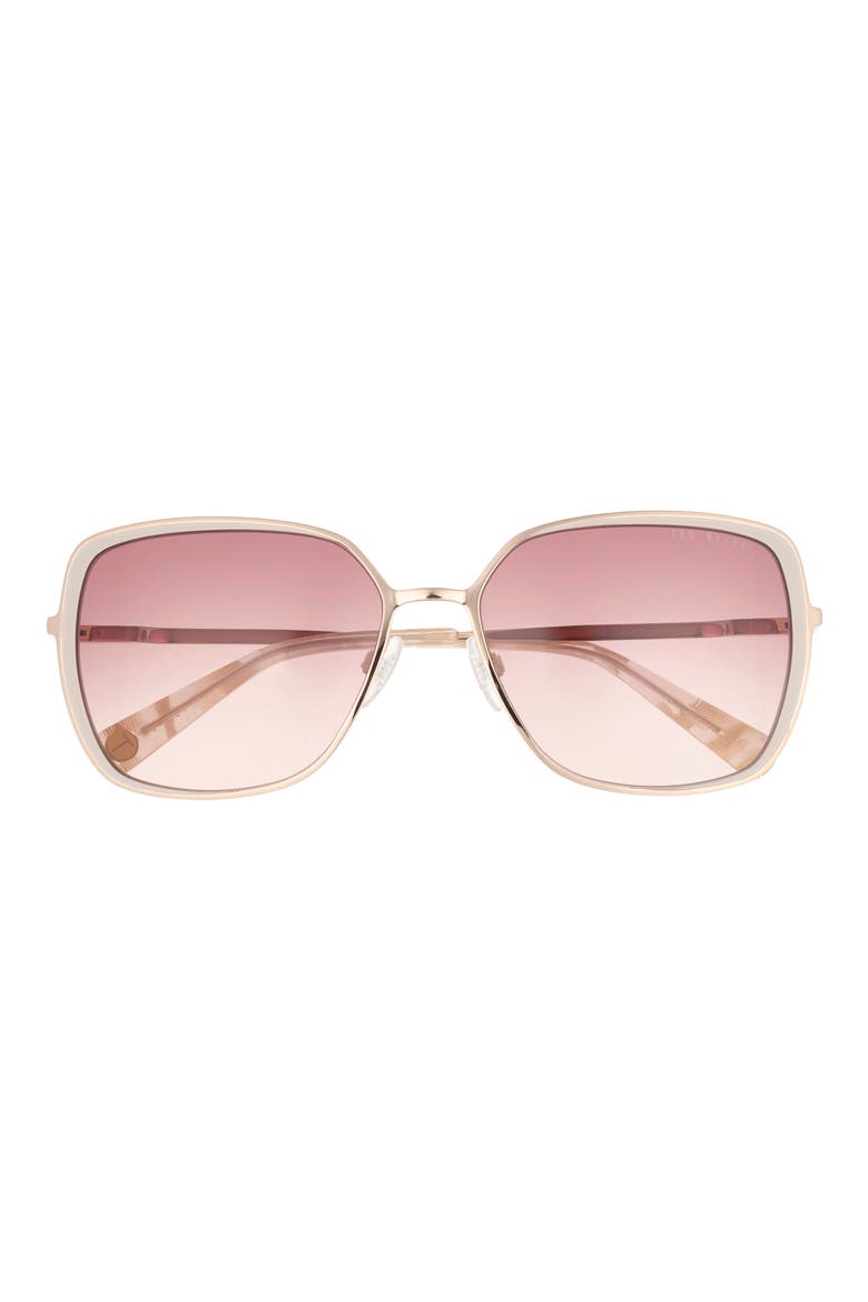 58mm Gradient Square Sunglasses, Main, color, ROSE GOLD