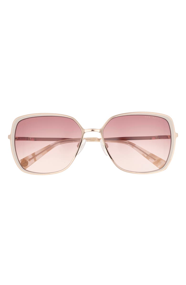 Ted Baker 58mm Gradient Square Sunglasses, Main, color, Rose Gold