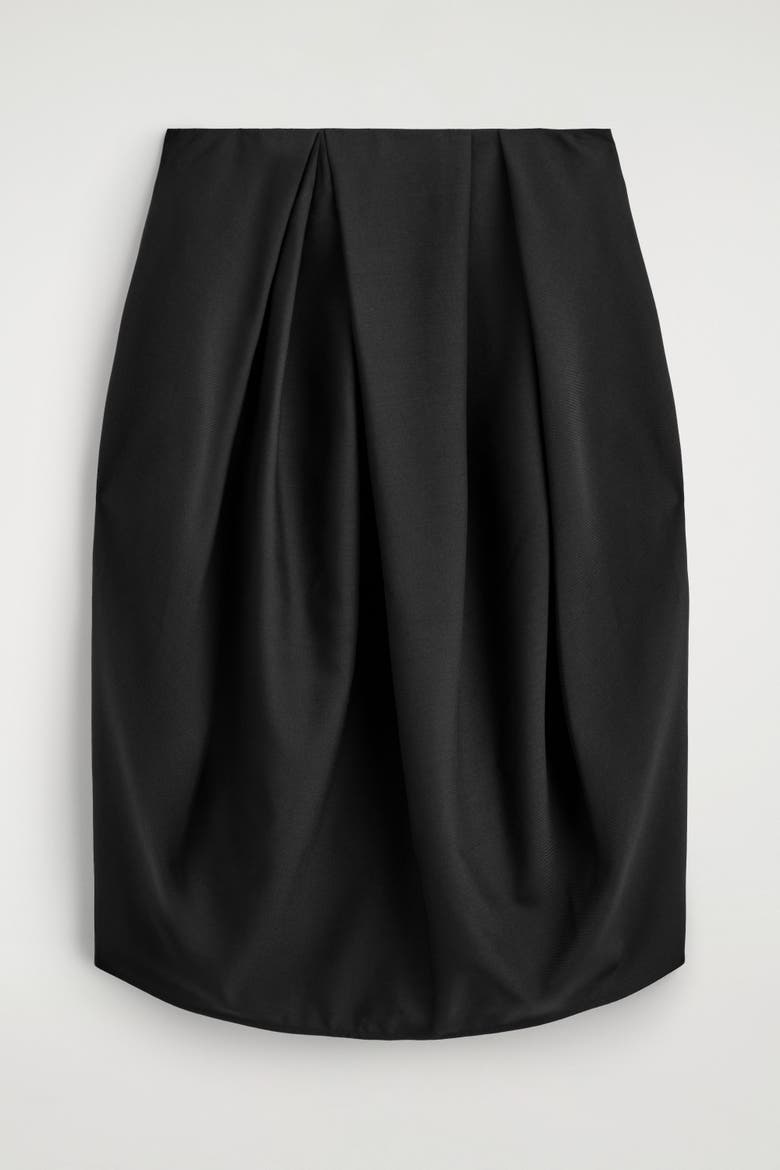 Pleated Wool Midi Tulip Skirt, Alternate, color, BLACK