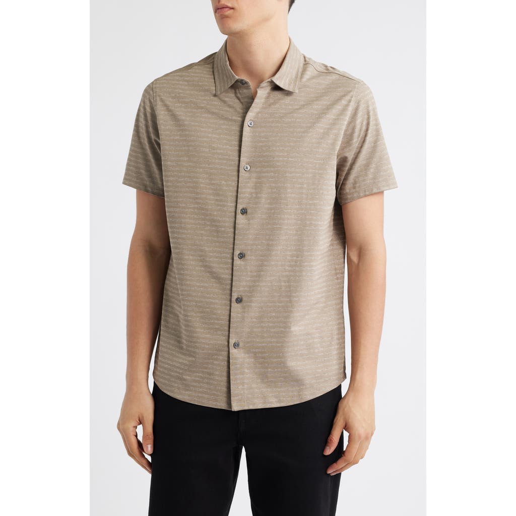 Robert Barakett Ranger Short Sleeve Knit Button-up Shirt In Neutral