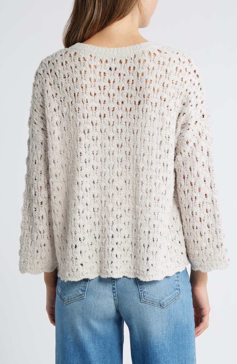 Eileen Fisher Open Stitch Organic Cotton Blend Sweater, Alternate, color, Bone
