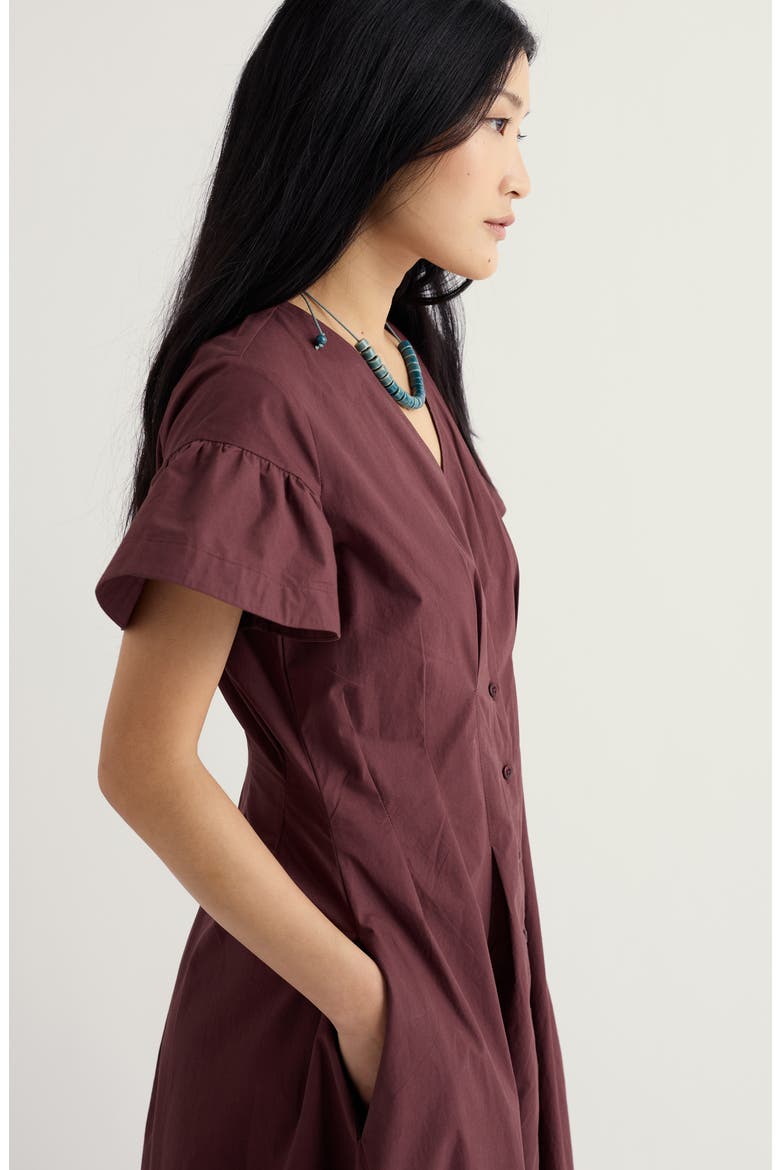 Kerthen Woods Organic Cotton Button-Up Midi Dress, Alternate, color, CACAO